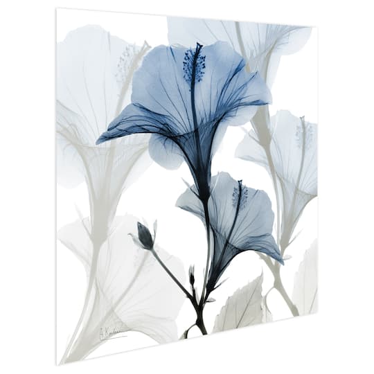 Empire Art Direct 24" x 24" Blue X-Ray Floral Free Floating Tempered Glass Wall Art